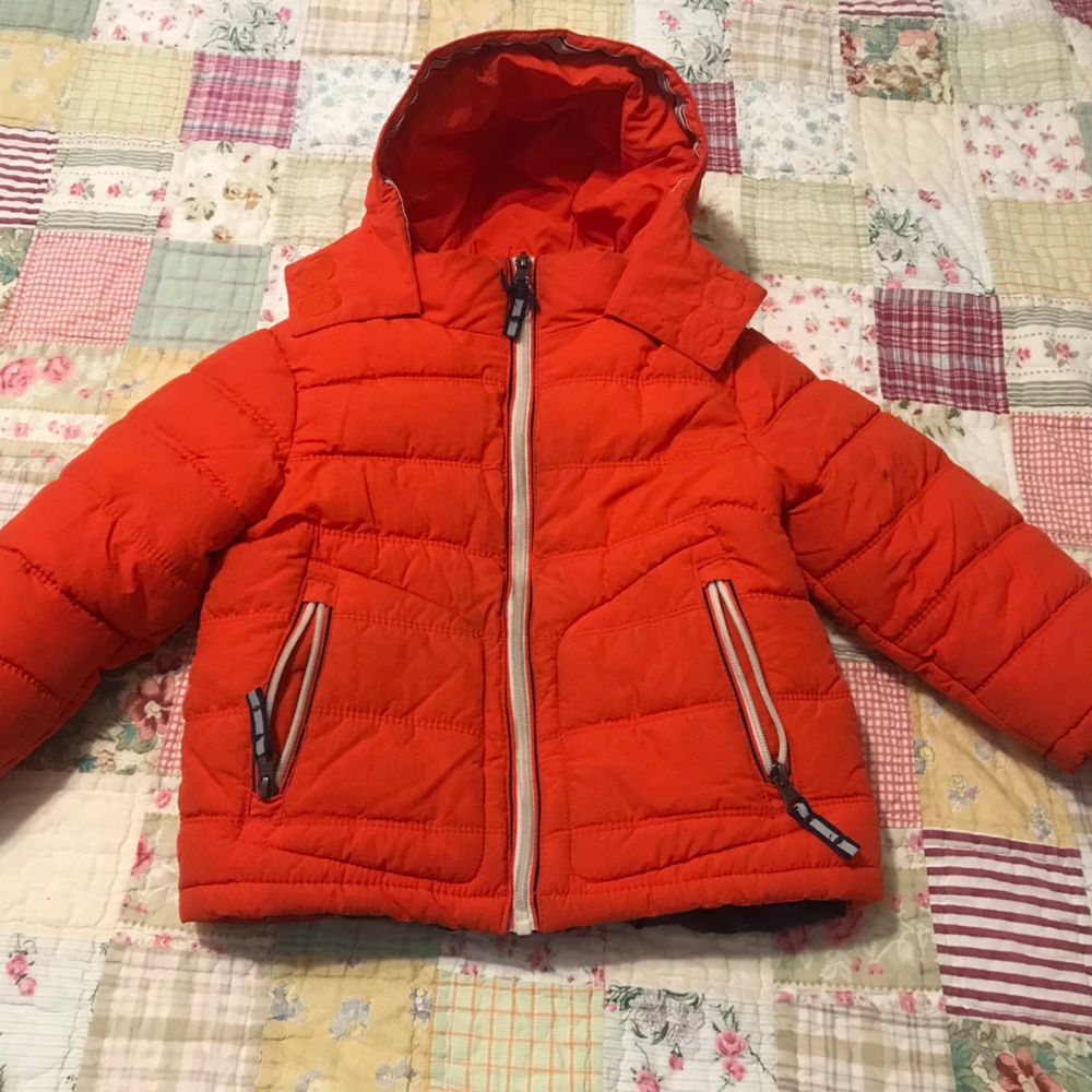 Mini Boden Orange Kids Puffer Jacket 3T
